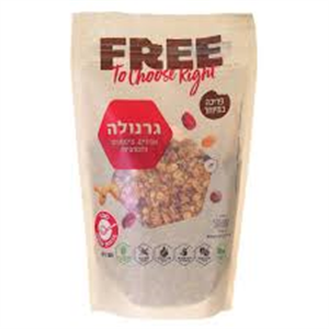 פריי גרנולה אגוזים צימוקים וחמוציות 300 גרם