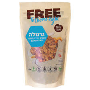 פריי גרנולה בוטנים אגוזים וקוקוס חלבון 300 גרם